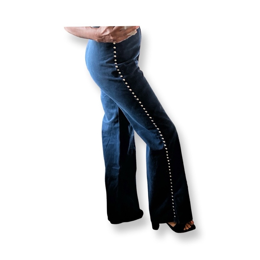 Vintage High Waist Wide Leg Studded Pants- Size Sm